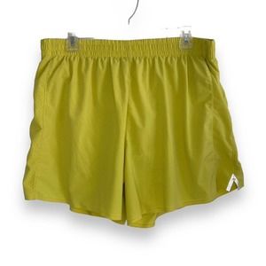 Fabletics Womens Size XXL Athletic Lined Shorts Yellow Back Pocket Reflector GUC